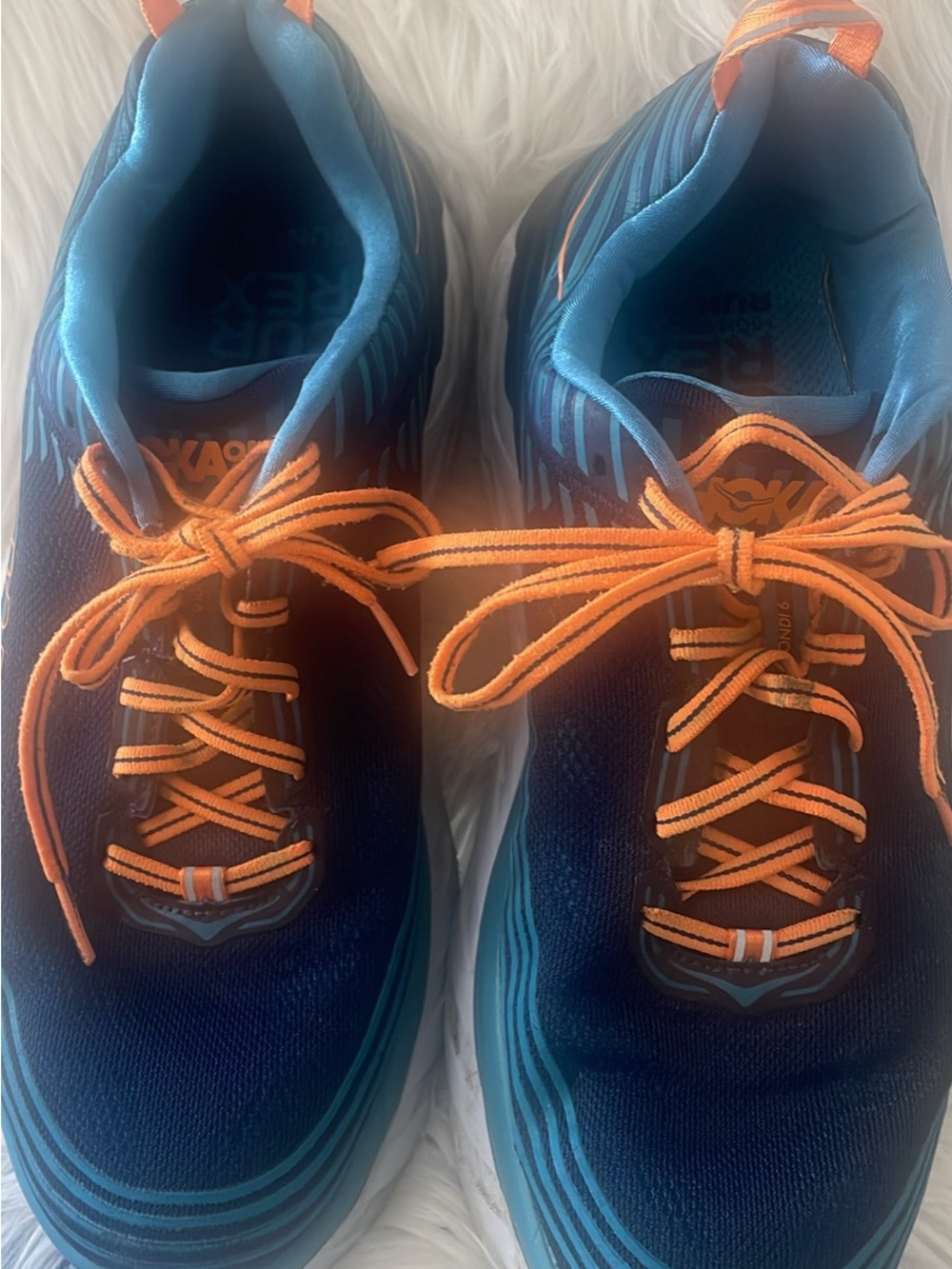 Hoka Navy and Orange Men's Hoka Bondi 6 Running Sneakers